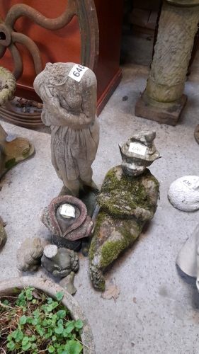 3 GARDEN ORNAMENTS- DAMAGED