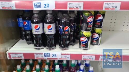 Quantity Various Bottles and Cans Pepsi, Pepsi Max, Diet