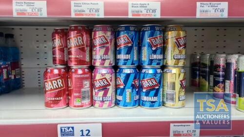 59 No. 330ml Cans Various Barr Soft Drinks