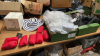 3 BOXES SHEETS BAGS HATS & LIGHT FITTING