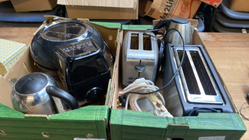 2 BOXES TOASTERS & KETTLES ETC