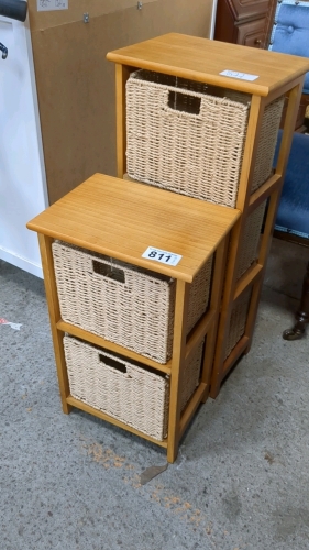 2 SMALL WICKER STORAGE UNITS