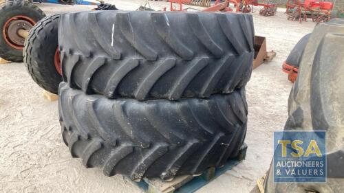 2 X 600/65 R38 TYRES - REMOVED TUBELESS