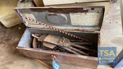 Metal Tool Box c/w Quantity Breakers, Augers and Drill Bits