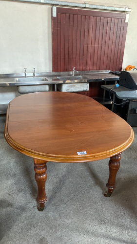 MAHOGANY EXTENDING TABLE & LEAF- WINDER IN OFFICE