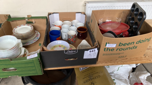 3 BOXES CUPS & KITCHENWARE