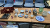 BOX ORIENTAL WARE WILLOW PLATE CRYSTAL & GLASS ORNAMENTS ETC