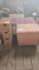 2 OTTOMANS & CANE DRAWER UNIT