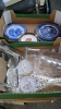 2 BOX GLASSWARE, TRAY & WALL PLATES