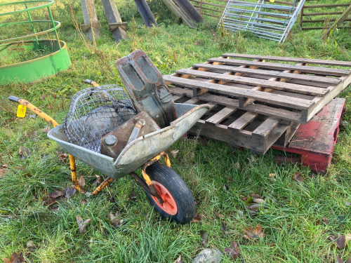 WHEEL BARROW, SKULL AND TANKS