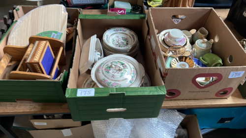 3 BOXES CHINA & WOODEN WARE ETC