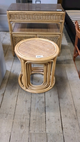 CANE NEST TABLES & CABINET