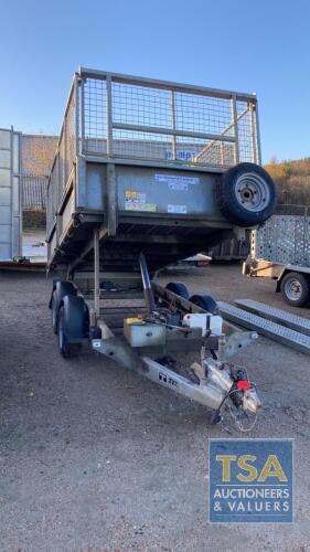 IFOR WILLIAMS TIPPING TRAILER C/W MESH SIDES C/B IN P'CABIN