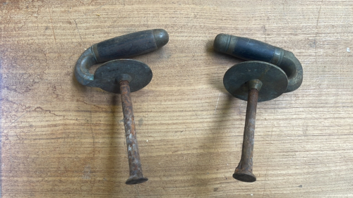 2 CURLING STONE HANDLES