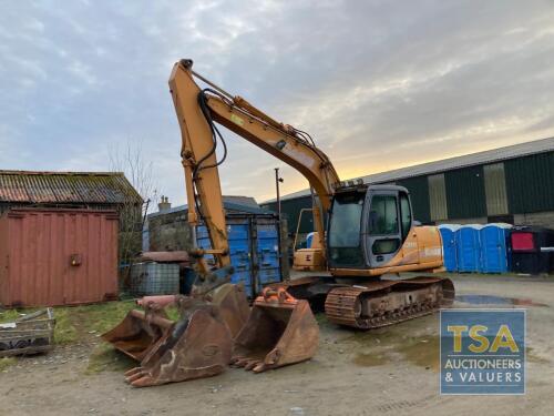 Case CX130 Tracked Slew Excavator- Year 2007, Displaying 4549 Hours, Serial Number DC13B2735, C/w Hill Hydraulic Hitch, Piped For Breaker and 4 Buckets, Indicated As Having Electrical & Fuel Pump Issues, Sold An Non-Runner
