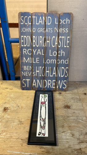 CHARLES RENNIE MACKINTOSH BANNER WOODEN ADV SCOTLAND PICTURE