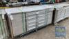 UNUSED 7' 10 DRAWER, 2 CABINET SS WORKBENCH C/W DRAWER LOCKS,