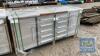 UNUSED 7' 10 DRAWER, 2 CABINET SS WORKBENCH C/W DRAWER LOCKS,