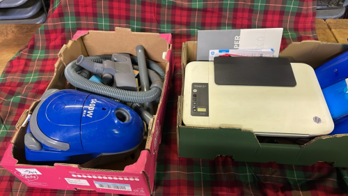 2 BOXES-HP DESKJET PRINTER & 1400W HOOVER