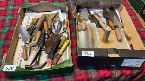 2 BOXES MASONS TOOLS ETC