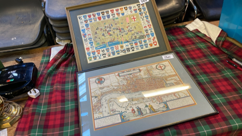 2 FRAMED MAPS LONDON