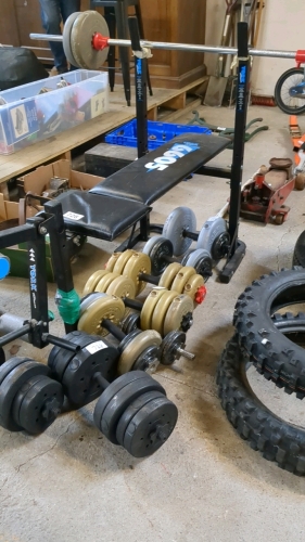 WEIGHT BENCH & ASSORTED WEIGHTS