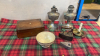 OIL LAMPS, IRON, BOWL ETC