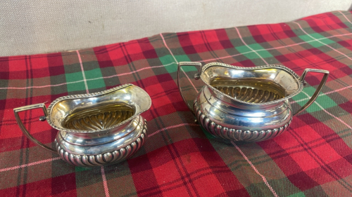 SILVER SUGAR BOWL & JUG