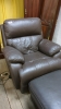 BROWN RECLING CHAIR & FOOT STOOL - 2