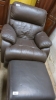 BROWN RECLING CHAIR & FOOT STOOL - 4