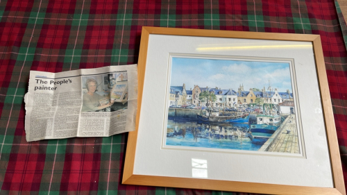 W C PAINTING STORNOWAY HARBOUR BY M MACLEOD