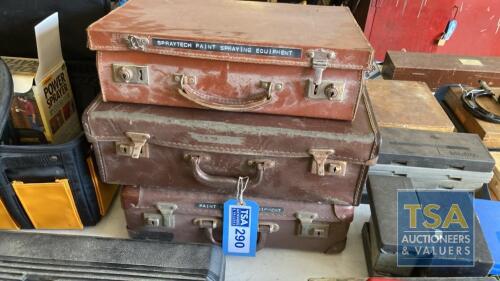 3 No.Leather Cases c/w Paint Spraying Equipment