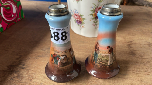 2 SILVER TOPPED VASES