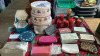 2 BOXES STORAGE TINS BOXES BAGS & JEWLLERY BOX