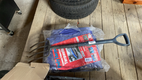 TARPAULIN & GARDEN FORK