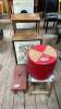 ASSORTED TABLES STOOLS ETC