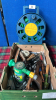 2 BOXES ASSORTED GARDEN ITEMS & HOSE