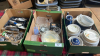 3 BOXES CHINA GLASS KITCHENWARE METALWARE ETC