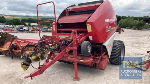 WELGAR RP420 FARMER ROUND BALER C/W C/BOX IN P'CABIN +PTO + DROP