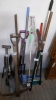 ASSORTED GARDEN TOOLS BRUSHES ETC