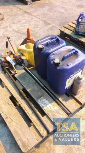 2 No. Barrel Pumps, Filler, Jug & 2 No. Part Drums of Oil