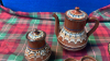 BROWN POTTERY TEA WARE - 4