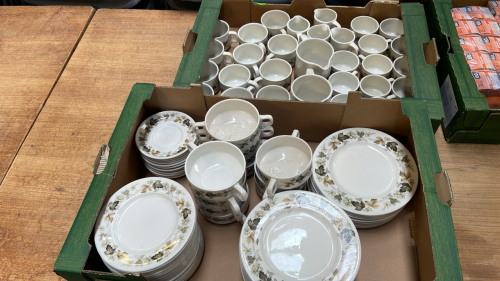 2 BOXES CUPS & SAUCERS SOUP BOWLS ETC