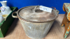 GALVANISED POT & WOODEN STOOL - 4