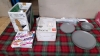 2 BOXES LIGHT BULBS WALL LIGHT BROLLIES ETC