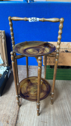 FOLD AWAY TABLE WITH ART GLASS PLATES