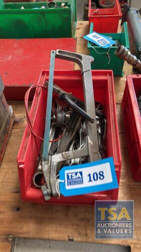 Box c/w Quantity Spanners, Hacksaw Etc