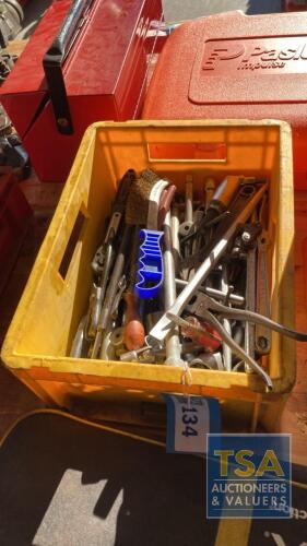 Box c/w Quantty Sockets, Ext Bars, Hand Tools Etc