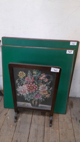 2 CARD TABLES & FIRE SCREEN