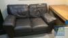 2 No. Brown Leather Effect Settees, 1 No. Light Wood Table, - 3